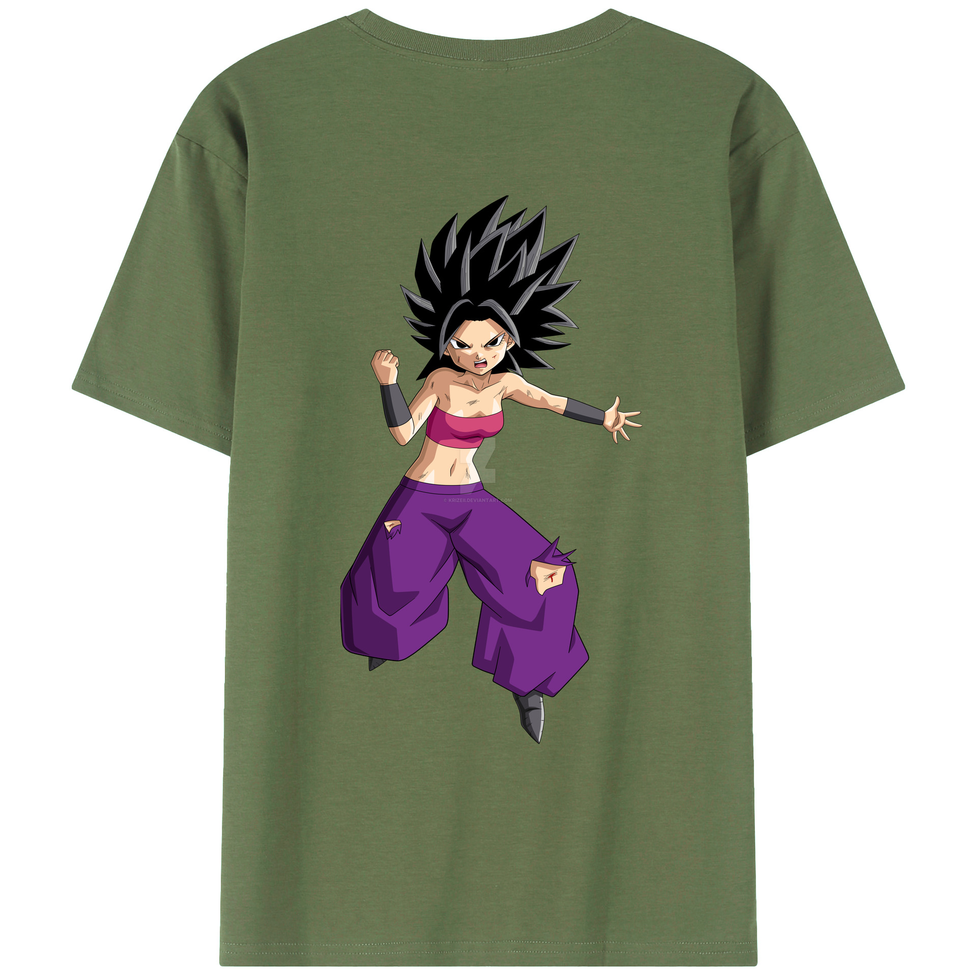 （画像用） ドラゴンボール カリフラ DRAGON BALL Caulifla 綿100％ メンズ半袖Tシャツ（バックプリント） 通気性